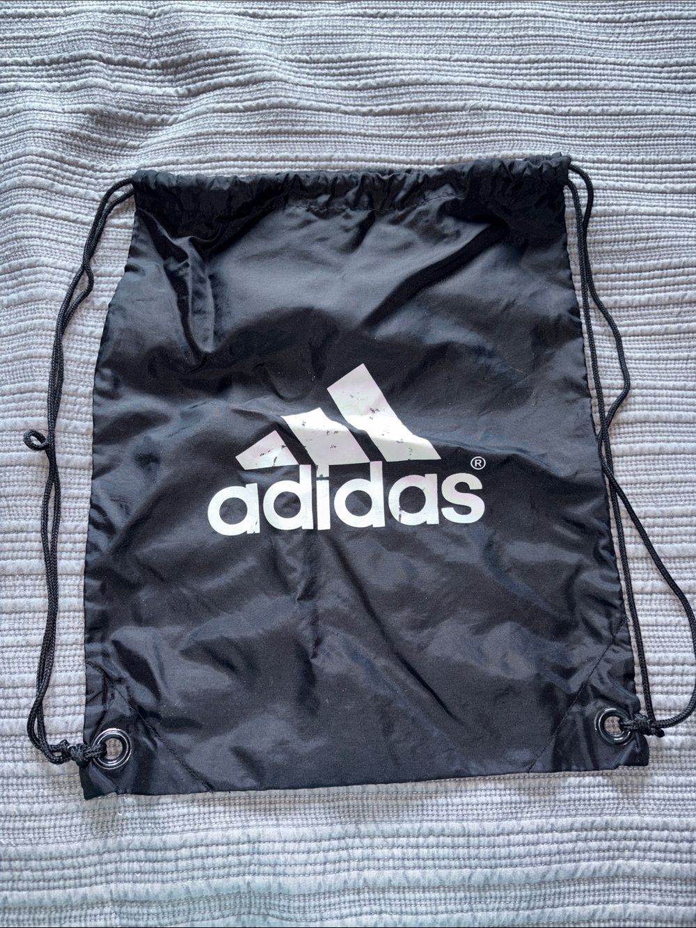 adidas Black Drawstring Backpack with White Logo